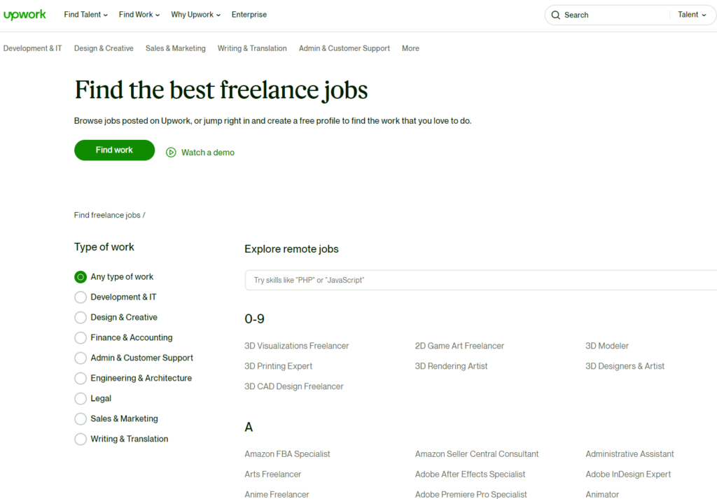 upwork freelance site